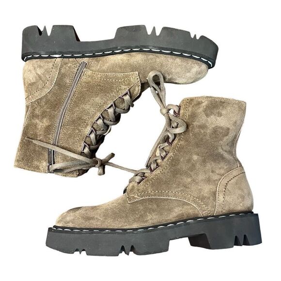 Aquatalia Harlyn Suede Combat Boots in Brown Size 6 1/2 - Picture 4 of 8